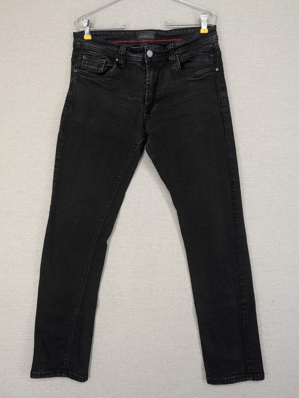 Steve's Jeans 32x31 Skinny Straight Black Stretch Denim Pants Dark Wash -0925F79